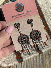 Load image into Gallery viewer, Zuni Sterling Silver Needlepoint Natural Red Coral Dangle Earrings