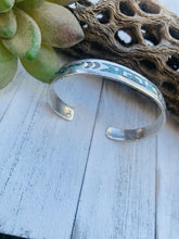 Load image into Gallery viewer, Vintage Navajo Turquoise, Coral &amp; Sterling Silver Inlay Cuff Bracelet