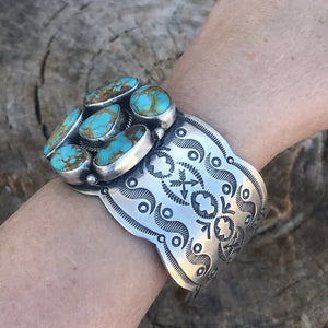 Navajo Sterling Silver Royston Turquoise Cuff Bracelet By Benson Shorty