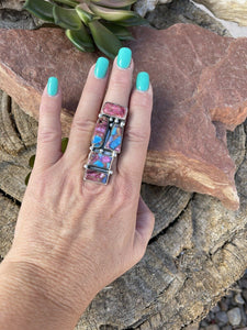 Navajo Pink Dream Mohave & Sterling Silver Ring Size 6