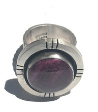 Load image into Gallery viewer, Navajo Purple Spiny Oyster &amp; Sterling Silver Ring Size 5.5 Signed &amp; Stamped