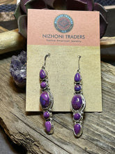 Load image into Gallery viewer, Navajo Sterling Silver Purple Dream Mojave Dangle Fancy Earrings Signed
