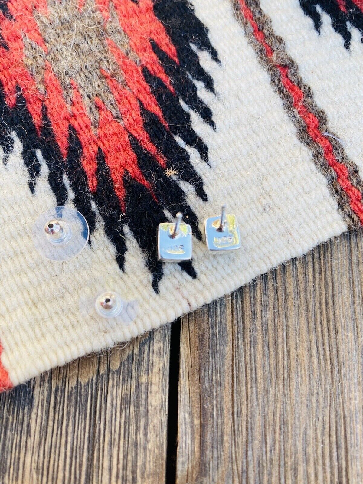 Navajo Natural Opal And Sterling Silver Inlay Stud Earrings