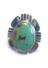 Load image into Gallery viewer, Royston Turquoise &amp; Sterling Silver Navajo Ring Size 8 Stamped Sterling