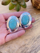 Load image into Gallery viewer, Vintage Navajo Turquoise &amp; Sterling Silver Post Earrings