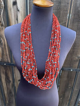 Load image into Gallery viewer, Navajo Sterling Silver Natural Coral &amp; Turquoise 15 Strand Bead Necklace