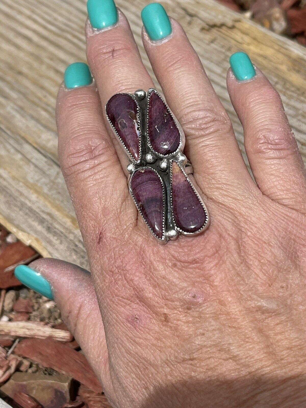 Navajo Purple Spiny & Sterling Silver Ring Size 6