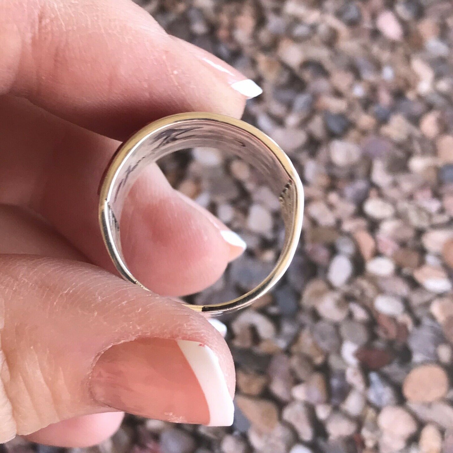 Navajo Sterling Silver Red Fire Opal Stacker Ring