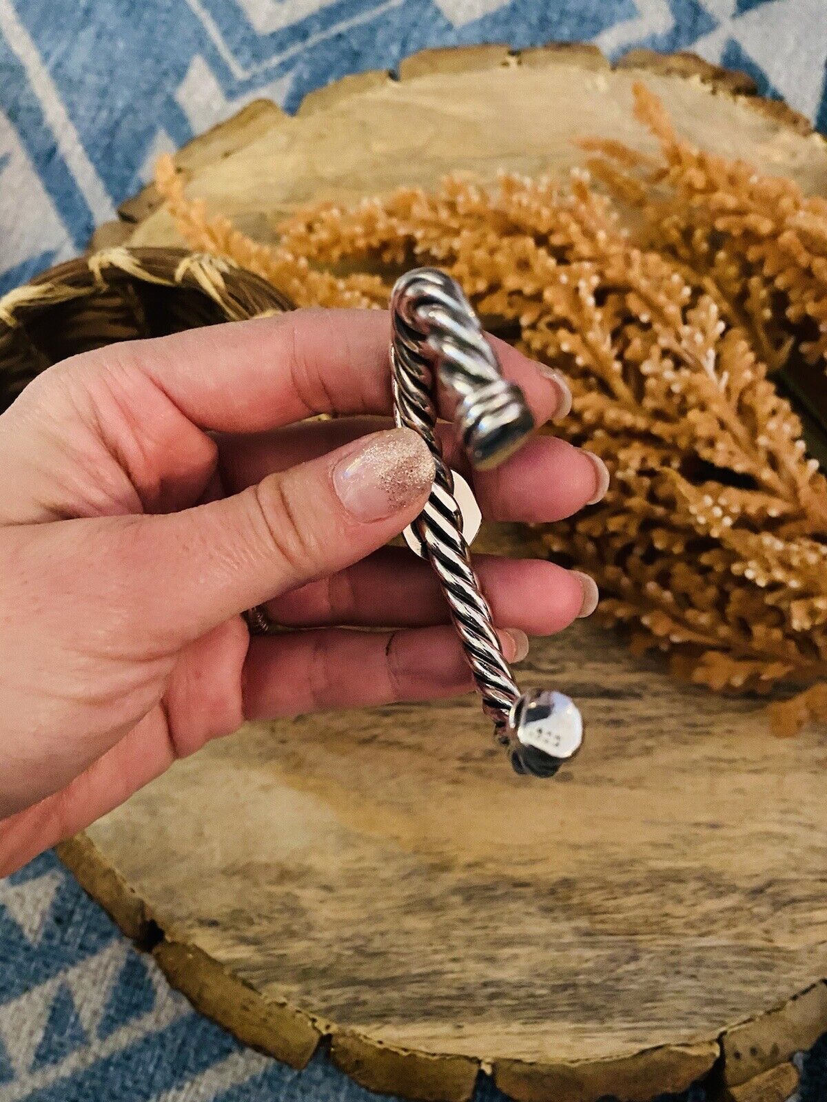 Navajo Pink Dream Mohave & Sterling Silver Cuff Bracelet