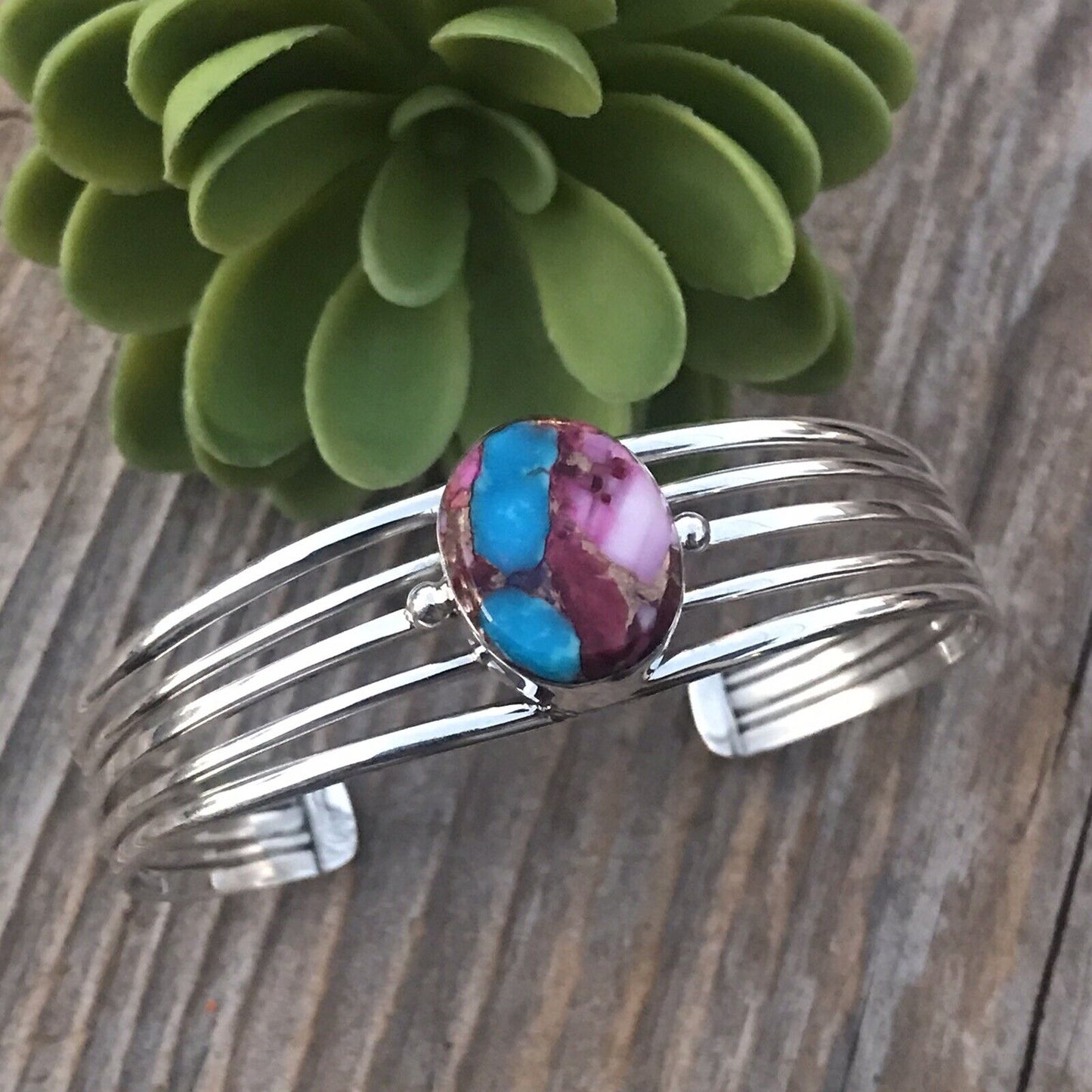 Navajo Pink Dream Mojave Sterling Silver Custom Cuff