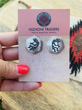 Load image into Gallery viewer, Vintage Hopi Sterling Silver Overlay Kokopelli Stud Earrings