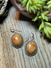 Load image into Gallery viewer, Beautiful Navajo Sterling Silver Apple Coral Oval Dangle Earrings