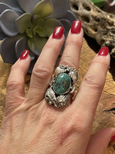 Load image into Gallery viewer, Navajo Southwest Styling Turquoise &amp; Sterling Silver Statement Ring Size 9.5