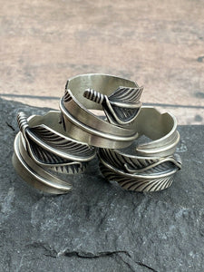 Navajo Sterling Silver Adjustable Feather Ring