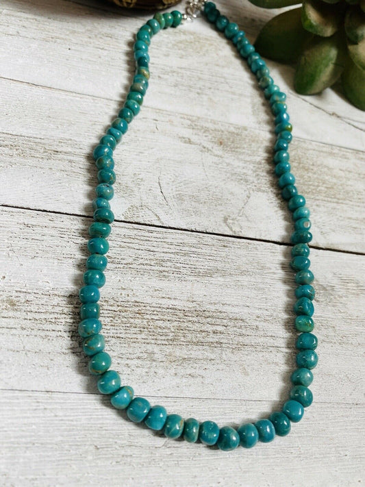 Navajo Turquoise & Sterling Round Beaded 17” Necklace