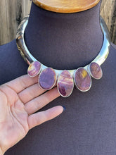 Load image into Gallery viewer, Navajo Sterling Silver &amp; Spiny 5 Stone Choker Necklace Signed