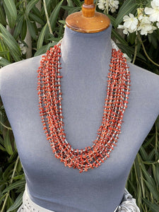 Vintage Old Pawn Navajo Natural Coral Beaded Turquoise & Heishi Necklace