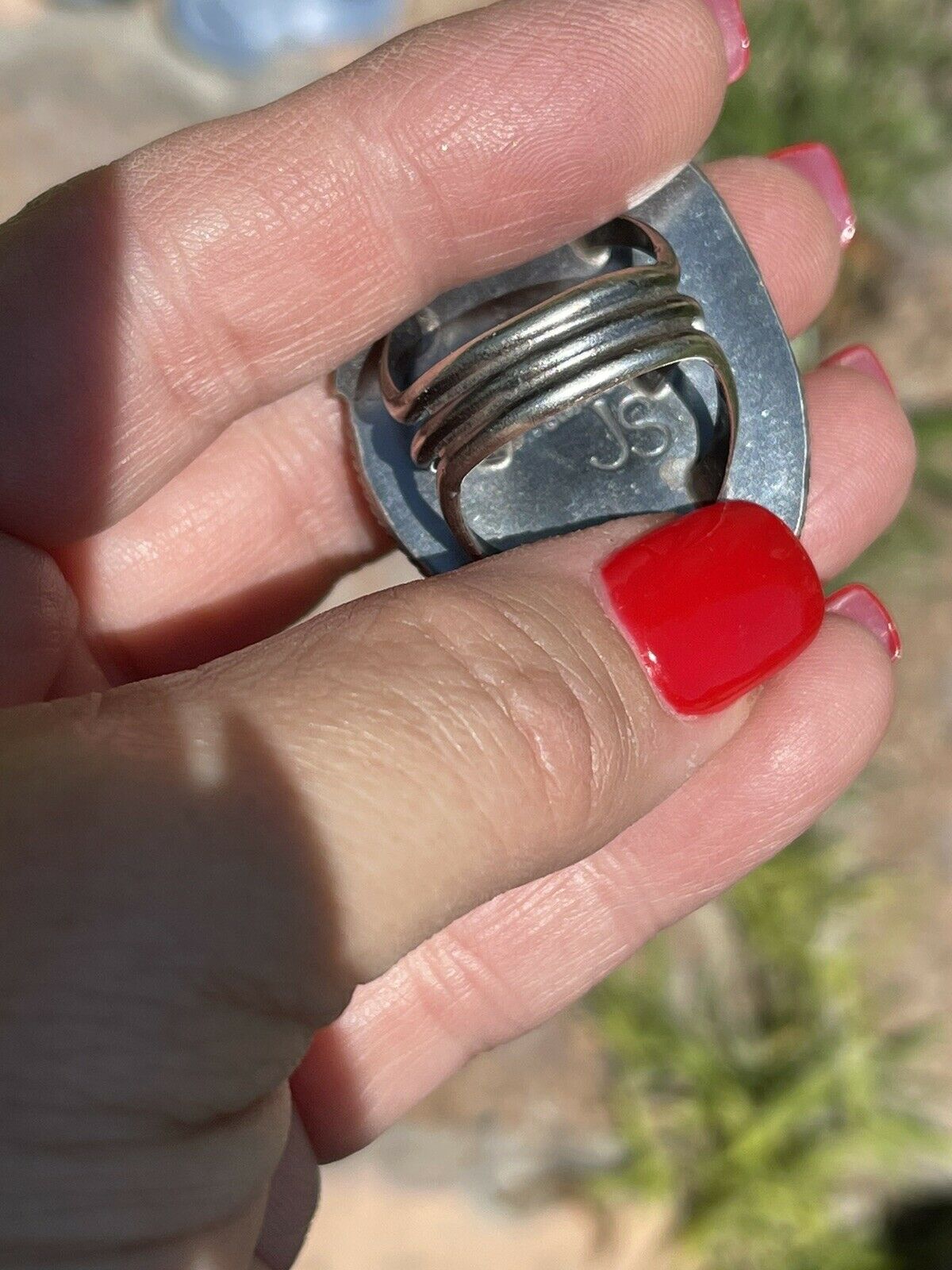 Navajo Number 8 Turquoise & Sterling Silver Statement Ring Size 7