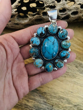 Load image into Gallery viewer, Navajo Sterling Silver &amp; Multi Turquoise Cluster Pendant Signed