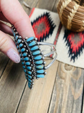 Load image into Gallery viewer, Navajo Old Pawn Vintage Turquoise &amp; Sterling Silver Cluster Cuff Bracelet