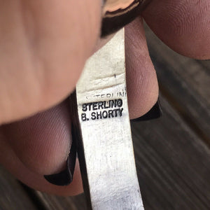 Navajo Sterling Silver Hand Stamped Bracelet Cuff By Artist B. Shorty
