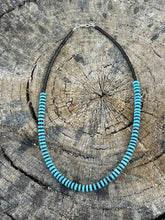 Load image into Gallery viewer, Navajo Turquoise &amp; Black Heishi Beaded 16 Inch Necklace