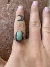 Load image into Gallery viewer, Navajo Turquoise &amp; Sterling Silver Dome Ring With Braided Edge