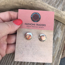 Load image into Gallery viewer, Beautiful Navajo Sterling Silver Orange Spiny Stud Post Earrings