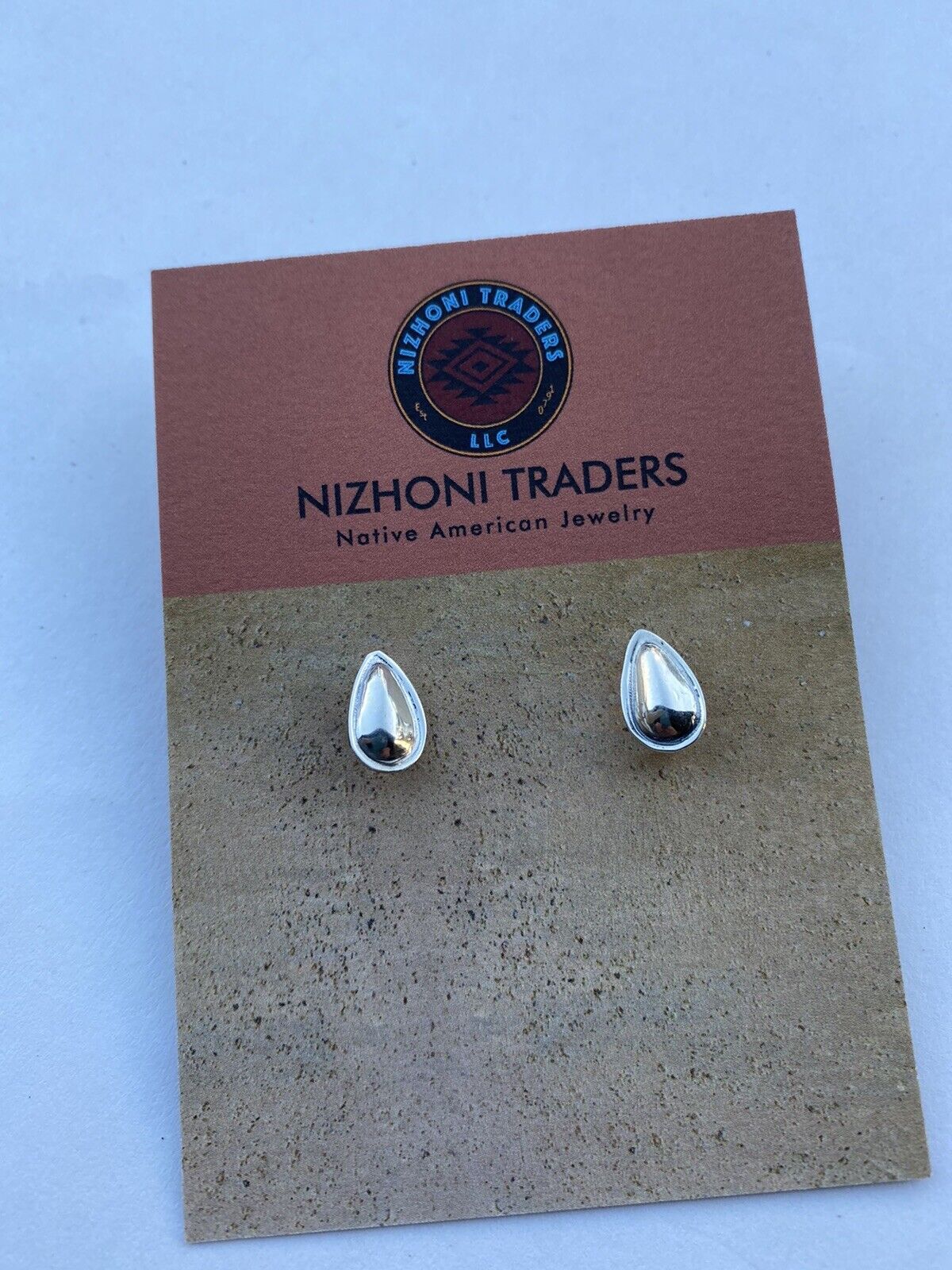 Navajo Sterling Silver Handmade Tear Drop Shape Post Earring Adaptors