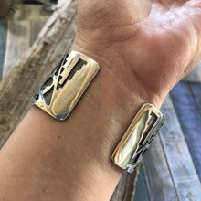 Load image into Gallery viewer, Golden Hill Turquoise &amp; Sterling Silver Handstamped Cuff Signed