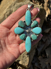 Load image into Gallery viewer, Navajo Multi Turquoise Cluster &amp; Sterling Pendant Signed