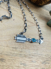 Load image into Gallery viewer, Navajo Sterling Silver &amp; Kingman Turquoise Arrow Necklace