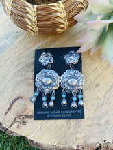 Load image into Gallery viewer, Navajo Sterling Silver &amp; Turquoise Concho Dangle Earrings Signed