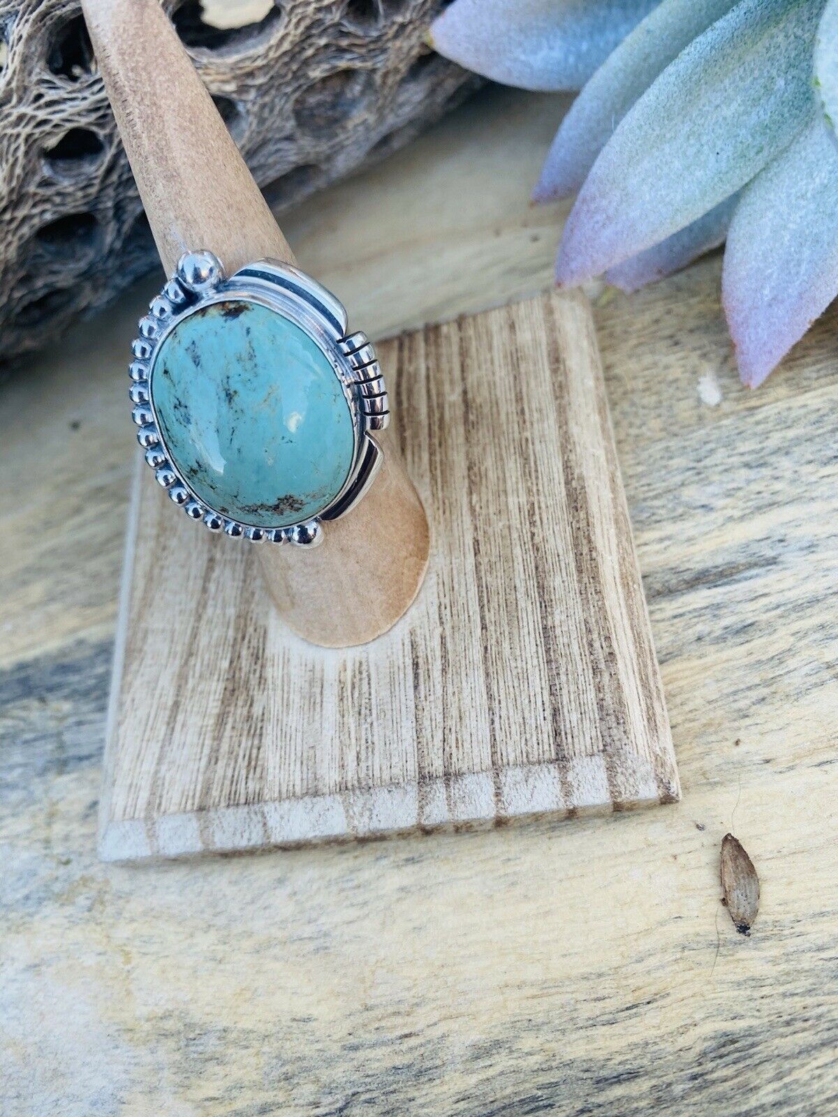 Navajo Royston Turquoise & Sterling Silver Ring Size 6.5