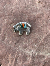 Load image into Gallery viewer, Navajo Sterling Silver Multi Stone Buffalo Pendant Pin Signed
