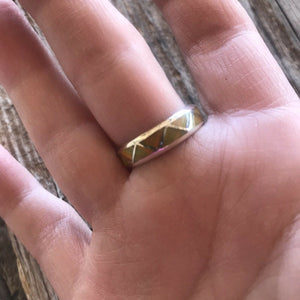Navajo Sterling Silver Yellow Opal Band Ring