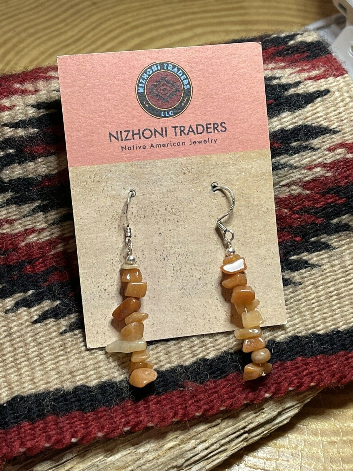 Navajo Sterling Silver Cream Quartz Chip Dangle Earrings