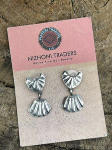 Navajo Sterling Silver Handmade Concho Dangles Earrings