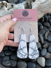 Load image into Gallery viewer, Navajo Sterling Silver &amp; White Buffalo Slab Dangle Earrings