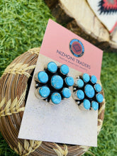 Load image into Gallery viewer, Navajo Sterling Silver &amp; Turquoise Cluster Stud Earrings By Ella Peter