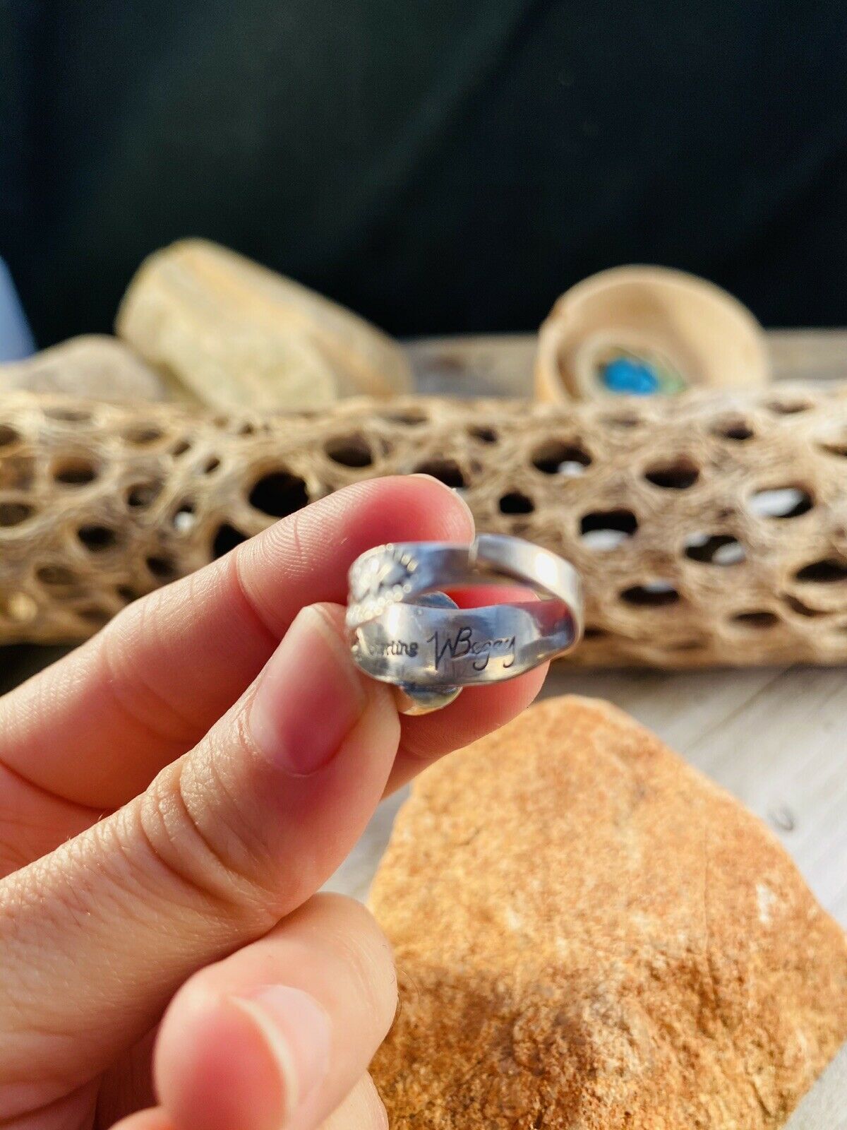 Navajo Lapis & Sterling Silver Adjustable Ring