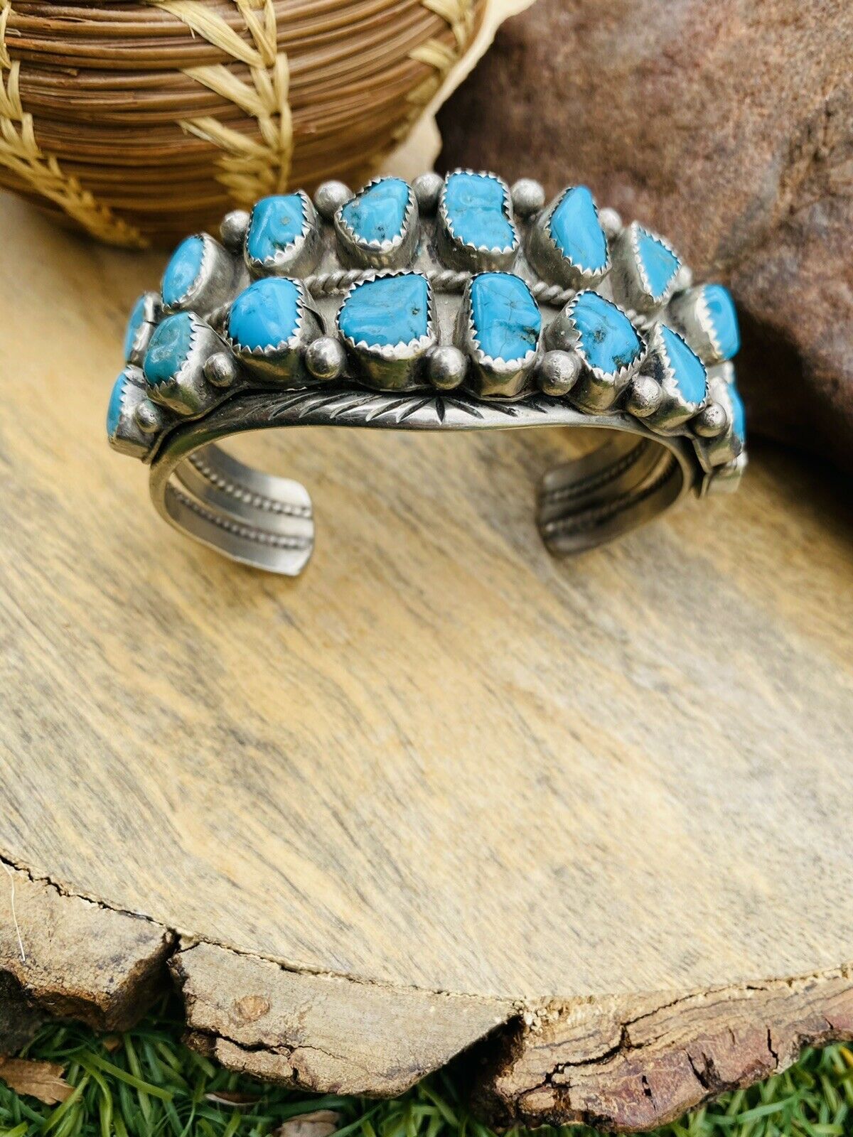 Navajo Vintage Turquoise & Sterling Silver Cuff Bracelet