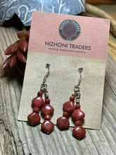 Load image into Gallery viewer, Navajo Sterling Silver Apple Coral 2 Strand Beaded Earrings