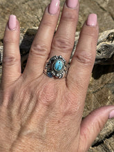 Load image into Gallery viewer, Gorgeous Navajo Turquoise And Sterling Silver Adjustable Ring
