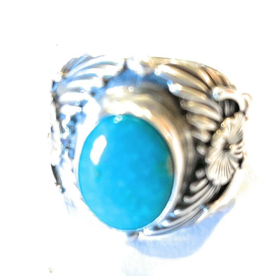 Navajo Sterling Silver Turquoise Southwest Ring Signed