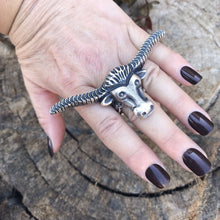 Load image into Gallery viewer, Navajo Sterling Silver Longhorn Cattle Steer Head Statement Ring