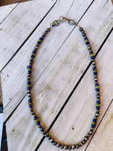 Load image into Gallery viewer, Navajo Lapis, Gaspeite And Sterling Silver Navajo Pearl Beaded Necklace