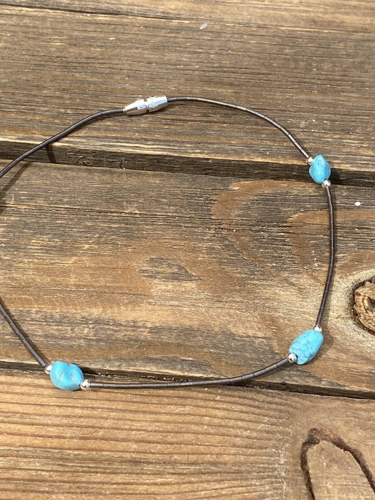 Sleeping Beauty Turquoise & Sterling Silver Anklet/Bracelet