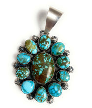 Load image into Gallery viewer, Navajo Sterling Silver &amp; Kingman Web Turquoise Pendant By Kathleen Chavez