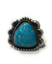Load image into Gallery viewer, Navajo Classic Turquoise Sterling Southwestern Adjustable Ring Signed